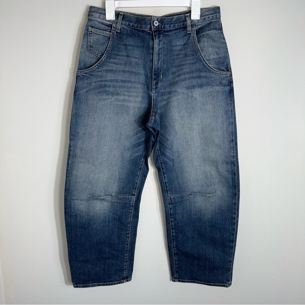 Nili Lotan Emerson Wide Barrel Leg Denim Jeans Pants-Classic Wash-Size 30 - Picture 2 of 15